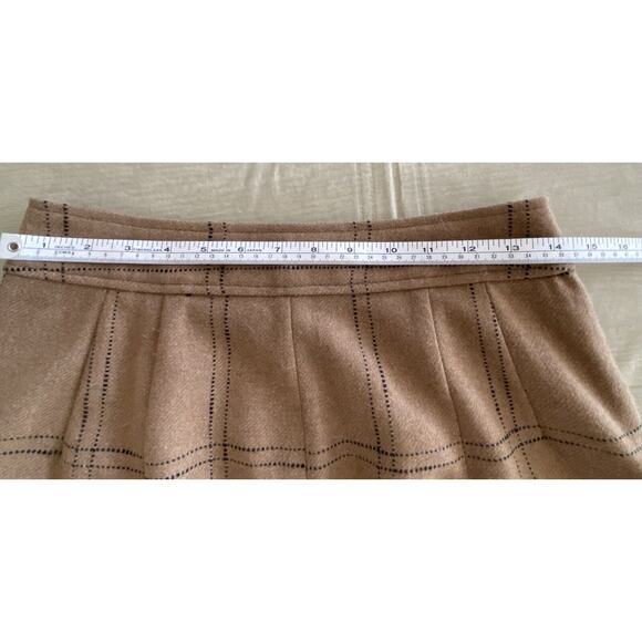 Madewell Wool Blend Brown Windowpane Plaid A-Line Skirt Women's Size 4 - Picture 14 of 16
